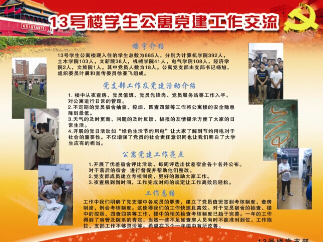 13号楼学生党建工作总结与交流