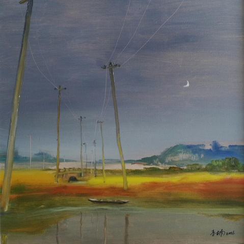 李楠（教师）———油画 《月亮、菜田和船》75×75